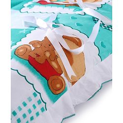 Babyhug Teddy Print Frilled Baby Bedding Set  -  Green