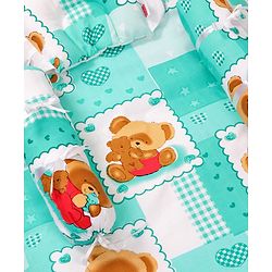 Babyhug Teddy Print Frilled Baby Bedding Set  -  Green