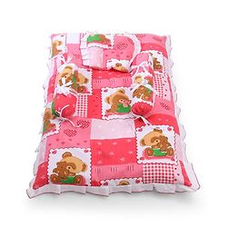 Babyhug Teddy Print Baby Bedding Set - Red