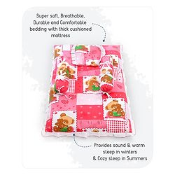 Babyhug Teddy Print Baby Bedding Set - Red