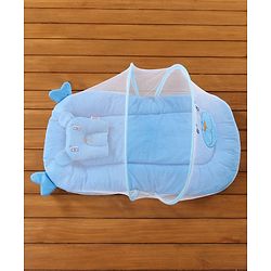 Babyhug Velvet Baby Bedding Set With Mosquito Net - Blue