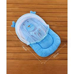 Babyhug Velvet Baby Bedding Set With Mosquito Net - Blue