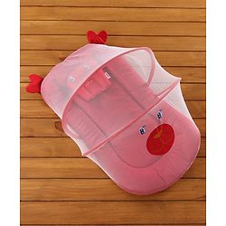 Babyhug Velvet Baby Bedding Set With Mosquito Net - Red