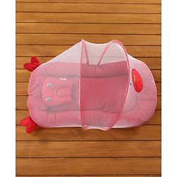 Babyhug Velvet Baby Bedding Set With Mosquito Net - Red