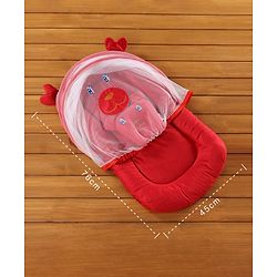 Babyhug Velvet Baby Bedding Set With Mosquito Net - Red