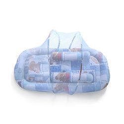 Babyhug Teddy Print Baby Jumbo Bedding Set With Mosquito Net - Blue