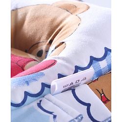 Babyhug Teddy Print Baby Jumbo Bedding Set With Mosquito Net - Blue