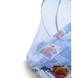 Babyhug Teddy Print Baby Jumbo Bedding Set With Mosquito Net - Blue