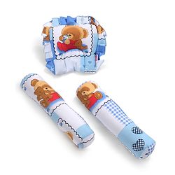 Babyhug Teddy Print Baby Jumbo Bedding Set With Mosquito Net - Blue