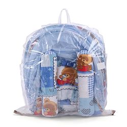 Babyhug Teddy Print Baby Jumbo Bedding Set With Mosquito Net - Blue
