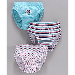 Babyhug 100% Cotton Printed Panties Pack of 3 - Blue
