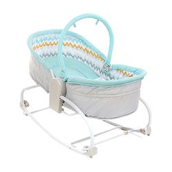 Babyhug Opal 3 in 1 Cosy Manual Rocker cum Sleeper with Mosquito Net - Blue (Without Toys)