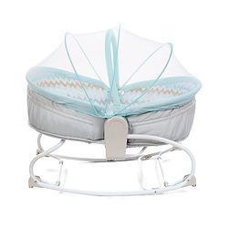 Babyhug Opal 3 in 1 Cosy Manual Rocker cum Sleeper with Mosquito Net - Blue (Without Toys)