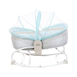 Babyhug Opal 3 in 1 Cosy Manual Rocker cum Sleeper with Mosquito Net - Blue (Without Toys)