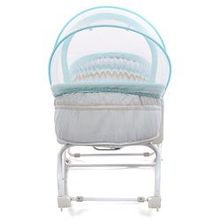 Babyhug Opal 3 in 1 Cosy Manual Rocker cum Sleeper with Mosquito Net - Blue (Without Toys)