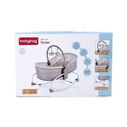 Babyhug Opal 3 in 1 Cosy Manual Rocker cum Sleeper with Mosquito Net - Blue (Without Toys)