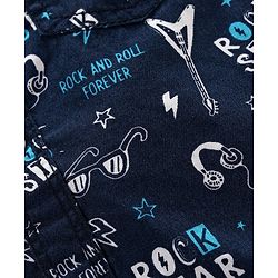 Babyhug Full Sleeves Shirt Rockstar Print - Navy Blue