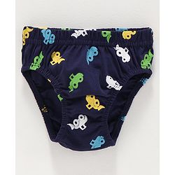 Babyhug 100% Cotton Briefs Car Print Pack of 3 - Green Blue