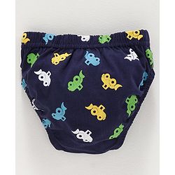 Babyhug 100% Cotton Briefs Car Print Pack of 3 - Green Blue