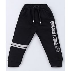 Babyhug 100% Cotton Full Length Solid Dyed Without Stretch Lounge Pant - Black