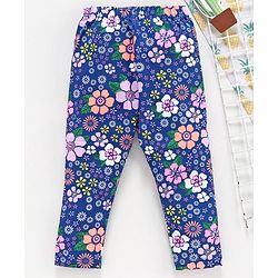 Babyhug Full Length Leggings Floral Print - Blue