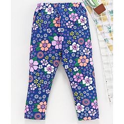 Babyhug Full Length Leggings Floral Print - Blue