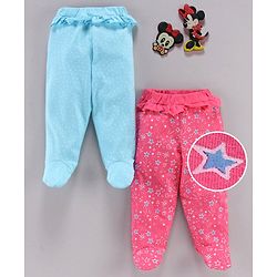 Babyhug Bootie Leggings Star Print Pack of 2 - Blue Pink