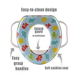 Babyhug Soft Potty Seat With Handle Fish Print- Light Blue