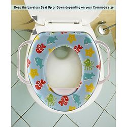 Babyhug Soft Potty Seat With Handle Fish Print- Light Blue