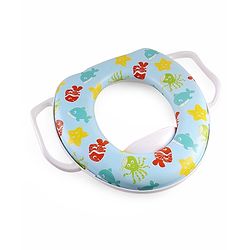 Babyhug Soft Potty Seat With Handle Fish Print- Light Blue