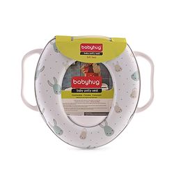 Babyhug Soft Potty Seat With Handle Rabbit Print - Light Grey