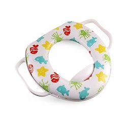 Babyhug Baby Potty Seat With Handle Fish/star Print - White