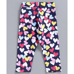 Babyhug Full Length Leggings Heart Print Pack of 2 - Navy Blue Pink