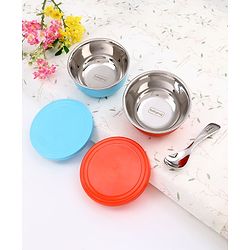 Babyhug Stainless Steel Spill Proof Bowl Set Of 2 With Spoon (Colour May Vary)