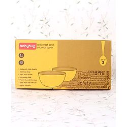 Babyhug Stainless Steel Spill Proof Bowl Set Of 2 With Spoon (Colour May Vary)