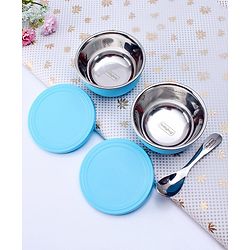 Babyhug Stainless Steel Spill Proof Bowl Set Of 2 With Spoon (Colour May Vary)