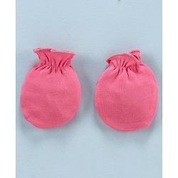 Babyhug 100% Cotton Solid & Printed Mittens Pack of 3 - White Pink