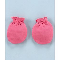 Babyhug 100% Cotton Solid & Printed Mittens Pack of 3 - White Pink