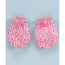 Babyhug 100% Cotton Solid & Printed Mittens Pack of 3 - White Pink