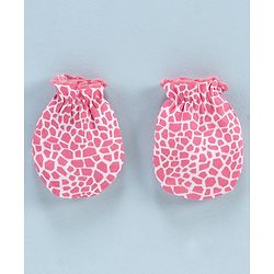 Babyhug 100% Cotton Solid & Printed Mittens Pack of 3 - White Pink