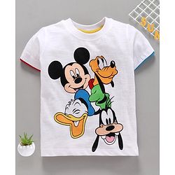 Babyhug Half Sleeves Tee Mickey Mouse & Friends - White