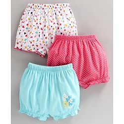 Babyhug 100% Cotton Bloomers Pack of 3 - Red White