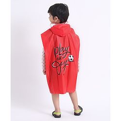 Babyhug Full Sleeves Raincoat Animal Print - Red