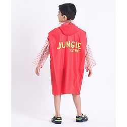 Babyhug Full Sleeves Raincoat Animal Print - Red