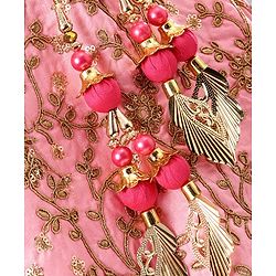 Babyhug Embroidered Ghagra and Sleeveless Choli Set with Net Dupatta - Pink