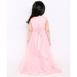 Babyhug Sleeveless Full Length Embroidered Gown - Pink