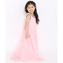 Babyhug Sleeveless Full Length Embroidered Gown - Pink