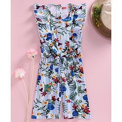 Babyhug Sleeveless Jumpsuit Floral Print - Blue