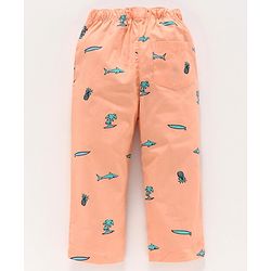 Babyhug Full Length Lounge Pant Multiprint - Peach