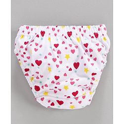 Babyhug 100% Cotton Printed Panties Pack of 3 - Pink White Yellow